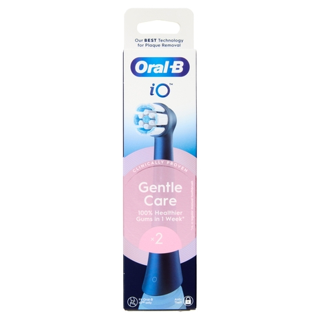 Oral-B iO Testine Ricambio Gentle Care Blu Spazzolino Elettrico Denti Ricaricabile, 2 Refills